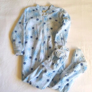emma & jack blue snowflake fleece zipper footie sleeper pajamas 3T toddler girls